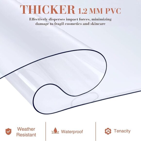 Clear Makeup Bag for Women - Waterproof Travel Toiletry Bag, Transparent Leather - Picture 6 of 7